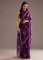 Purple Organza Tissue Saree With Sequins And Cutdana Jaal