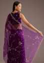 Purple Organza Tissue Saree With Sequins And Cutdana Jaal