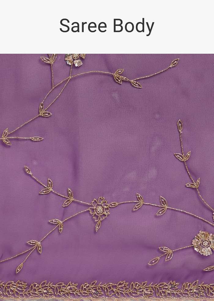 Purple Organza Tissue Saree With Sequins And Cutdana Jaal