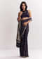 Purple Satin Ajrakh Printed Saree With Gota And Mirror Embroidery