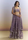 Purple Satin Bridesmaid Lehenga With Heavy Embroidery