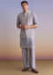 Purple Silk Kurta Jacket Set For Men With Mirror Zari And Resham Work