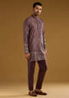 Purple Silk Kurta Set For Men With Intricate Hand Embroidery