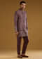 Purple Silk Kurta Set For Men With Intricate Hand Embroidery
