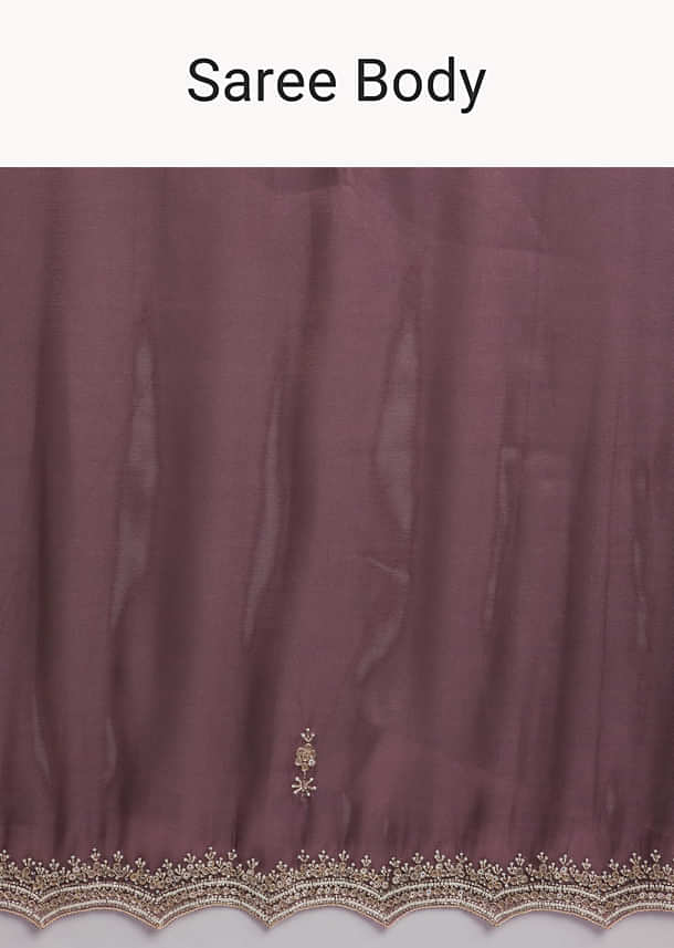 Purple Silk Organza Saree With Heavy Hand Embroidery Purple Silk Organza Saree With Heavy Hand Embroidery