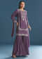 Purple Silk Sequin Work Kurta Sharara With Dupatta