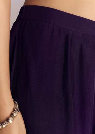 Purple Silk Sharara With Zari Cape