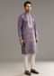 Purple Silk Vine Motif Threadwork Kurta Set