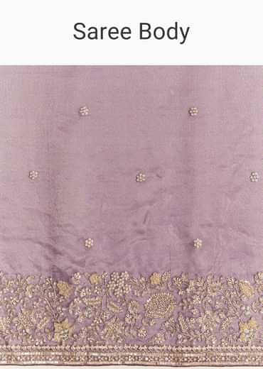 Purple Tissue Saree With Heavy Floral Embroidered Border