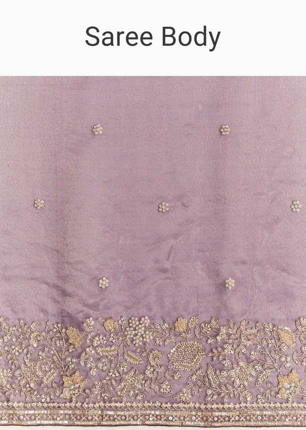 Purple Tissue Saree With Heavy Floral Embroidered Border