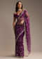 Purple Tissue Saree with Heavy Floral Embroidery