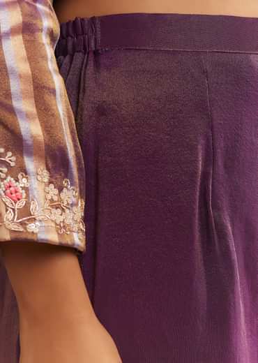 Purple Tissue Zardosi Embroidered Palazzo Set