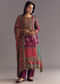 Purple Wine Floral Chinon Kurta Set With Gotta Lace Dupatta