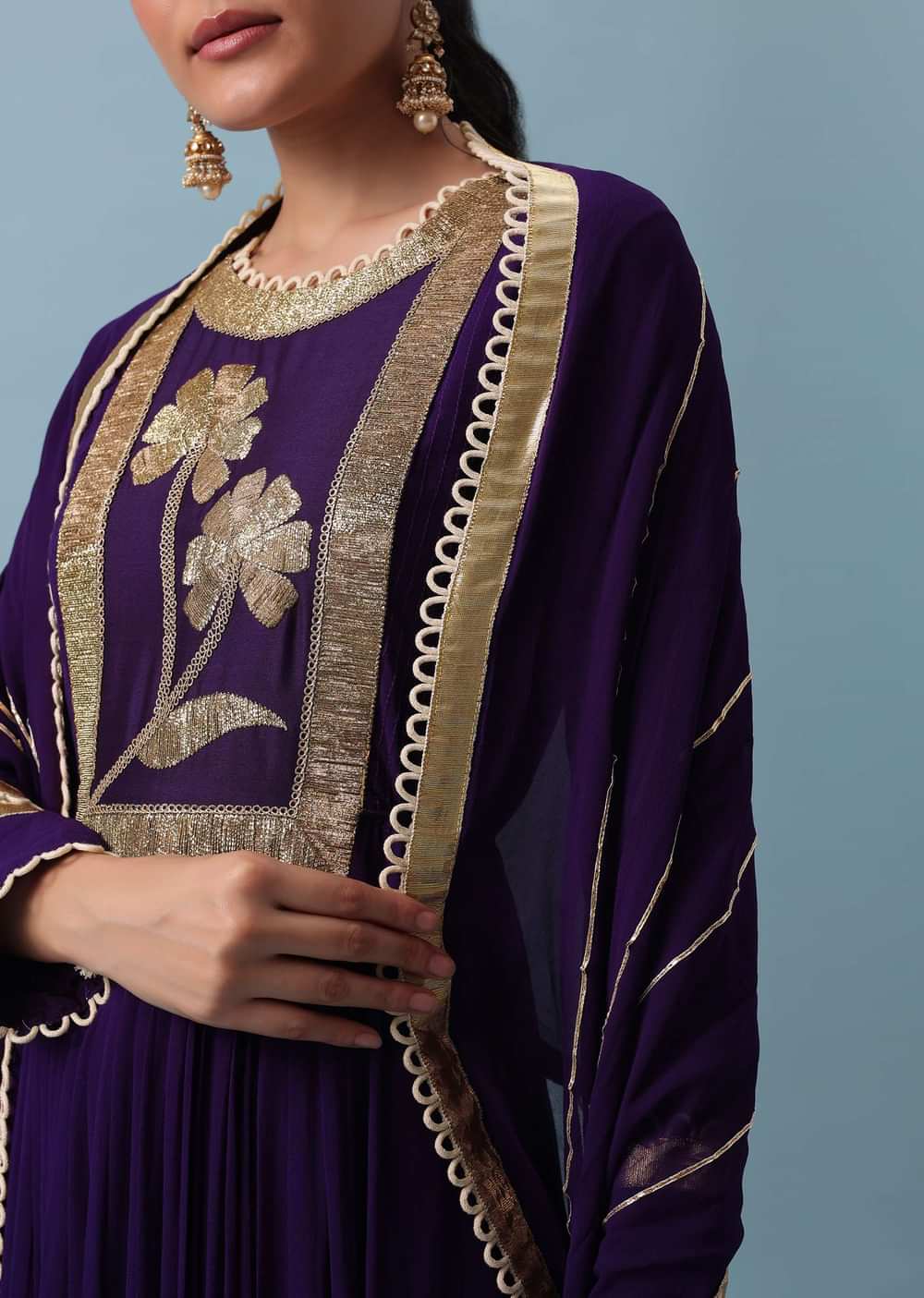 Purple Anarkali With Gota Work Dupatta