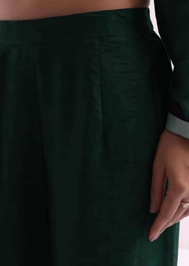 Purple And Green Embroidered Kurta And Pant