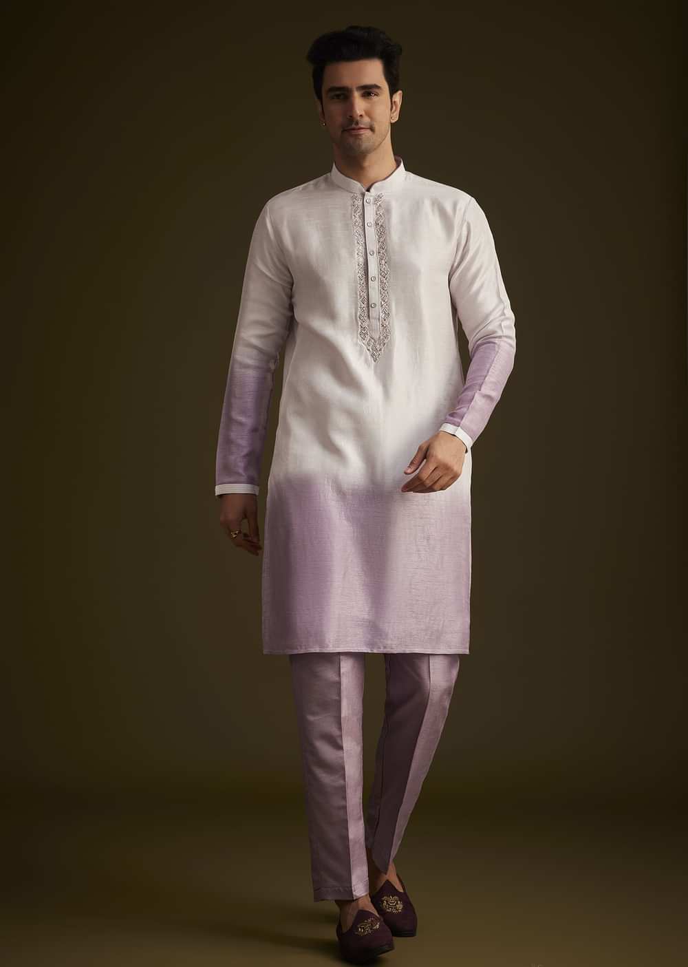 Purple and Lilac Ombre Sherwani With Embroidery