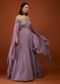 Lilac Purple Ash Skirt And Crop-Top In Chinon With Embroidery