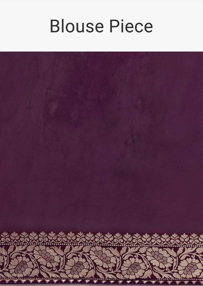 Purple Bandhani Tie Dye Saree With Zari Jaal And Unstitched Blouse