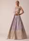 Purple Brocade Lehenga Set With Floral Buttis