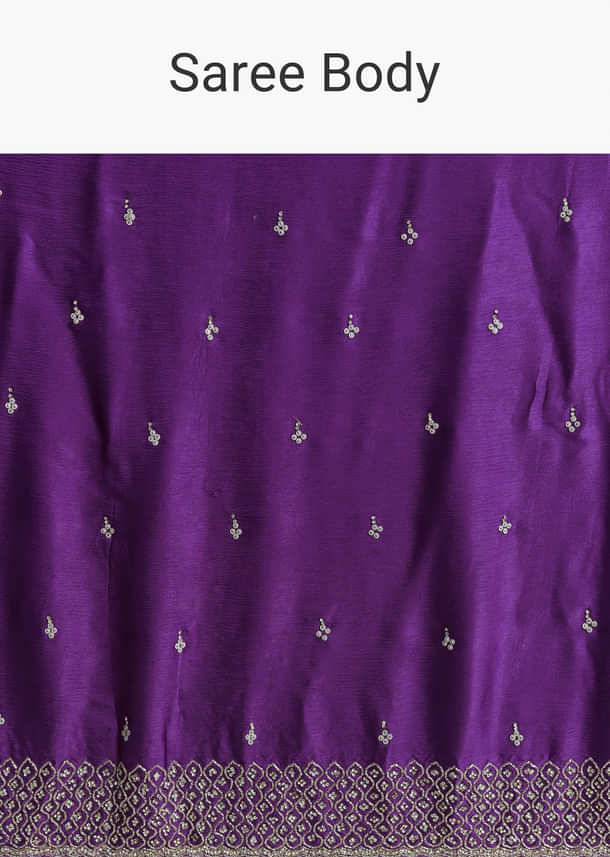 Purple Chinon Saree With Stone And Sequin Embroidery Purple Chinon Saree With Stone And Sequin Embroidery