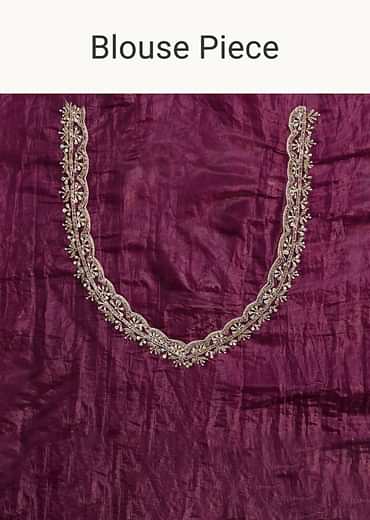 Purple Crushed Tissue Saree With Sequin And Cutdana Embroidered Border
