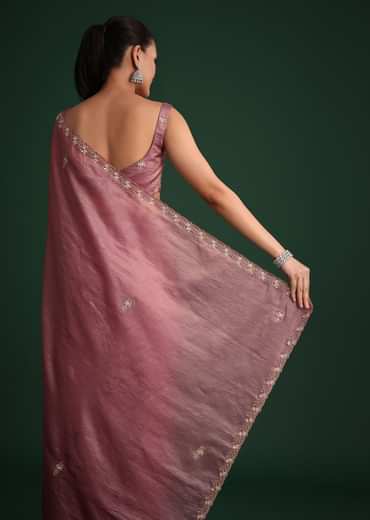 Purple Crushed Tissue Saree With Sequin Embellishments