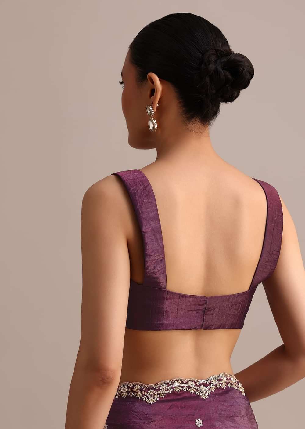 Purple Crushed Tissue Saree With Sequin And Cutdana Embroidered Border