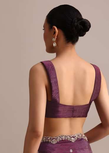 Purple Crushed Tissue Saree With Sequin And Cutdana Embroidered Border