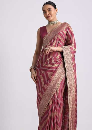 Purple Dola Silk Saree with Zari Weave and Lace Border