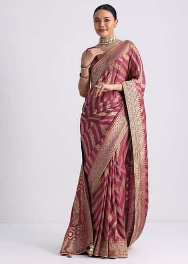 Purple Dola Silk Saree with Zari Weave and Lace Border