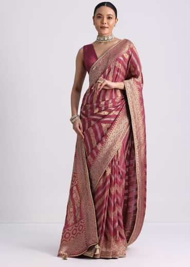 Purple Dola Silk Saree with Zari Weave and Lace Border