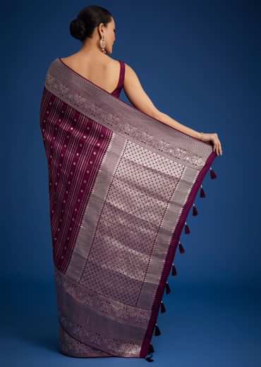 Purple Dola Silk Saree With Zari Woven Floral And Geometric Patterns