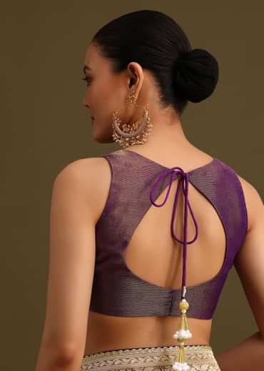Purple Dual Shaded Khaddi Georgette Saree With Zari Brocade Pallu Border
