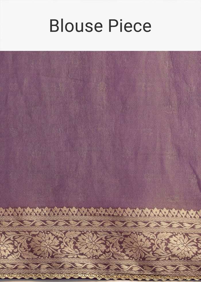 Purple Dual Shaded Khaddi Georgette Saree With Zari Brocade Pallu Border