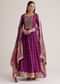 Purple Embroidered Anarkali Suit With Floral Dupatta