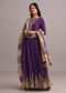 Purple Embroidered Anarkali With Floral Printed Organza Dupatta