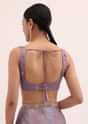 Purple Embroidered Chiffon Saree With Unstitched Blouse