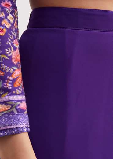 Purple Embroidered Kurta Palazzos Setss