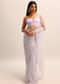 Purple Embroidered Net Saree With Unstitched Blouse