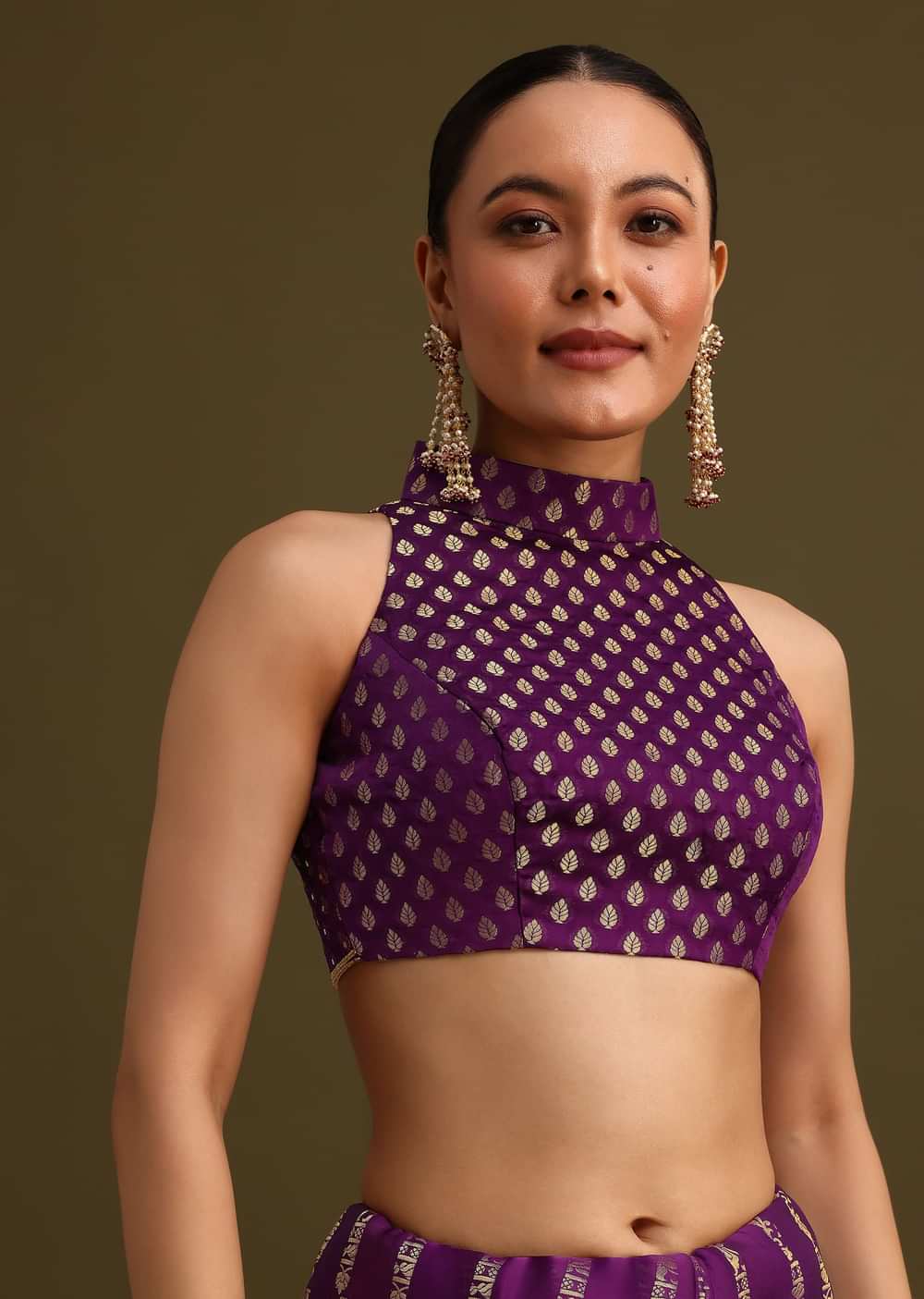 Purple Embroidered Saree With Zardosi And Cutdana Work