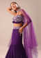 Purple Fishcut Skirt With Embroidered Blouse And Dupatta