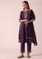 Purple Floral Print Kurta Set With Gota Lace Embroidery