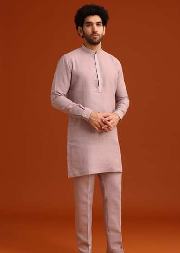 Purple Hand Embroidered Jacket And Kurta Set