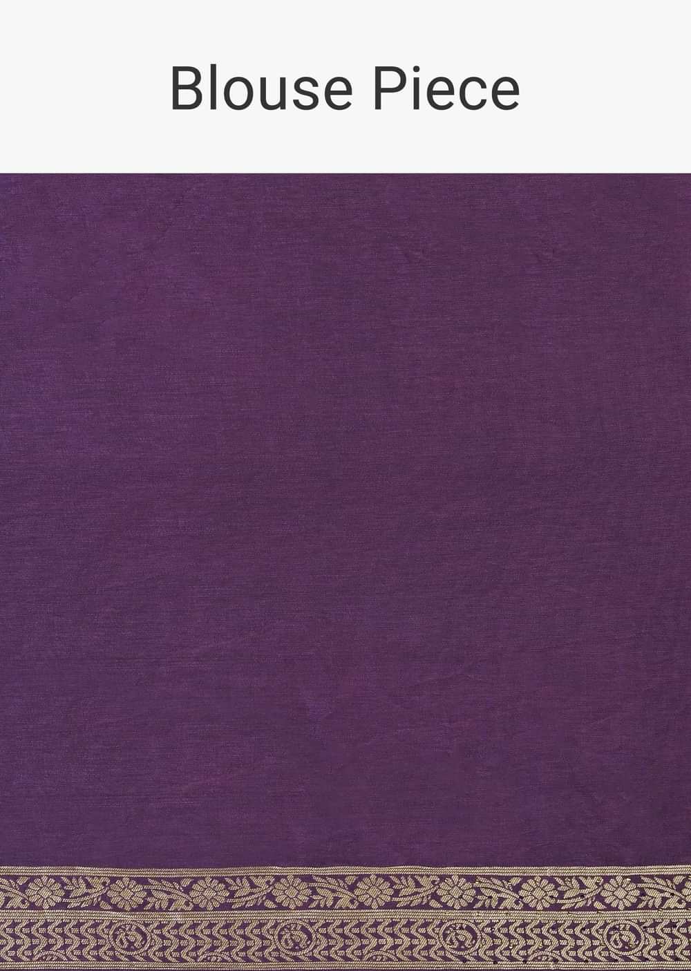 Purple Handloom Silk Saree With Unstitched Blouse Piece