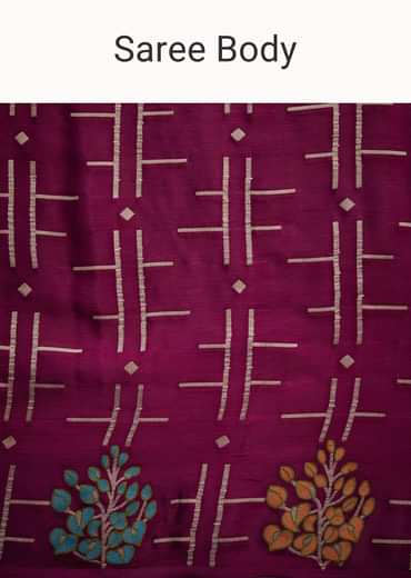 Purple Leaf woven Saree With Linear Pattern Accents