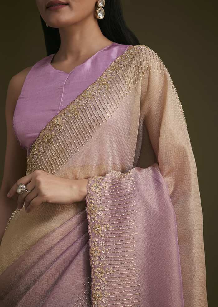 lavender Ombre Jacquard Saree