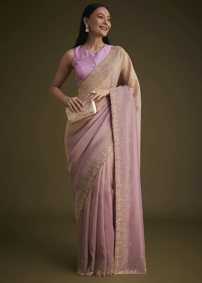 lavender Ombre Jacquard Saree