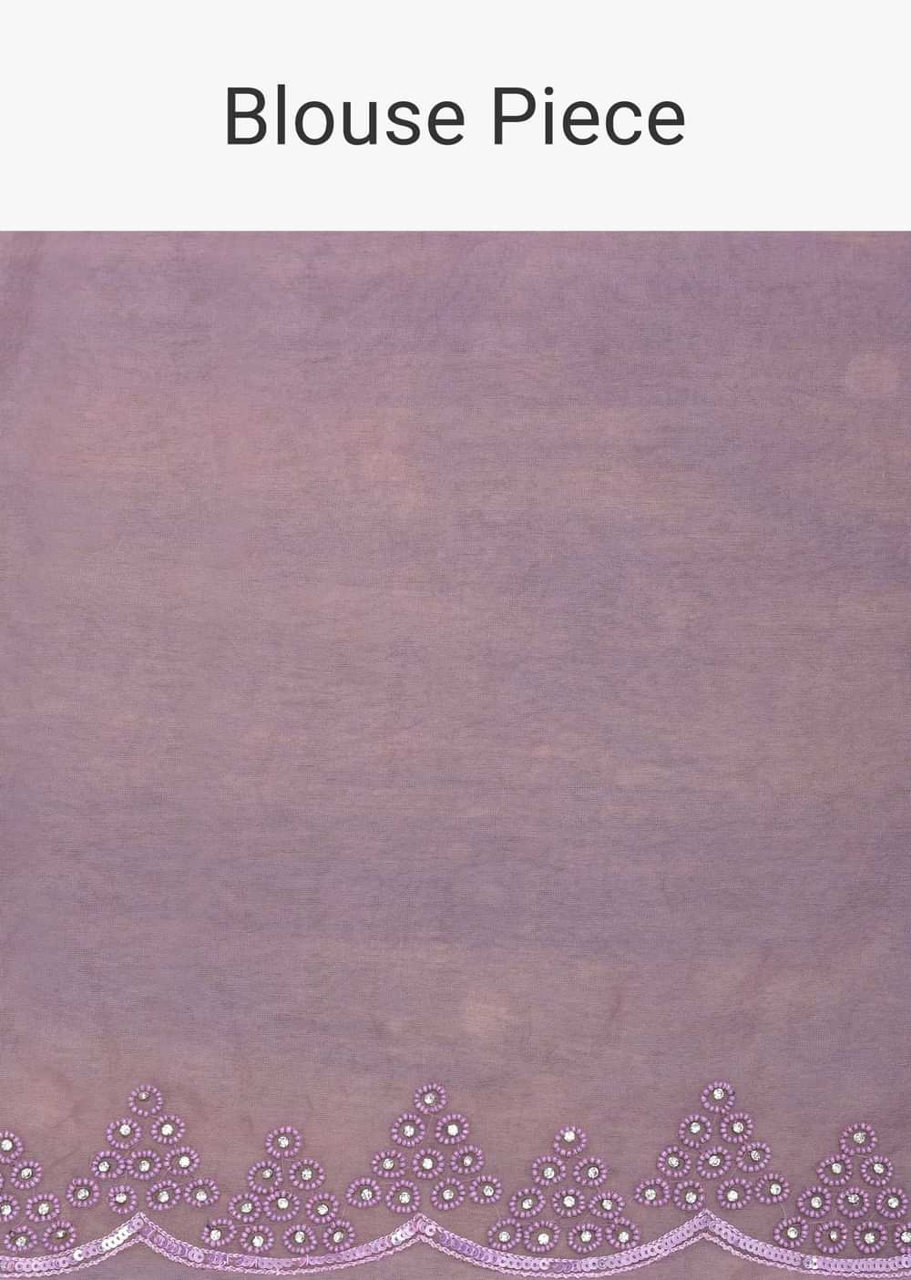 Purple Organza Saree with Embellished Border and Unstitched Blouse Piece