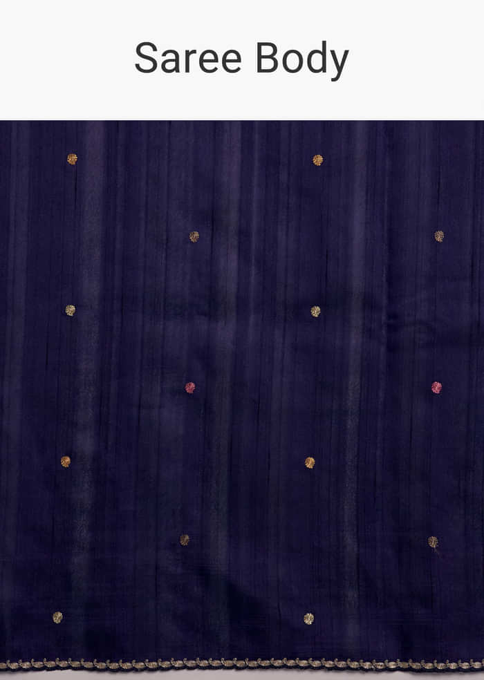 Purple Organza Silk Saree With Floral Embroidery And Cutwork