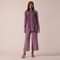 Purple Pleated co ord set In Chanderi With Belt